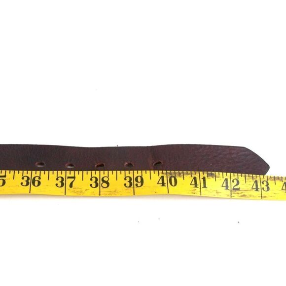 CLASSIC SADDLE BROWN REAL LEATHER 1 3/8"Wd CASUAL DRESS MEN'S BELT Sz 38/95 (X46 - Picture 11 of 13